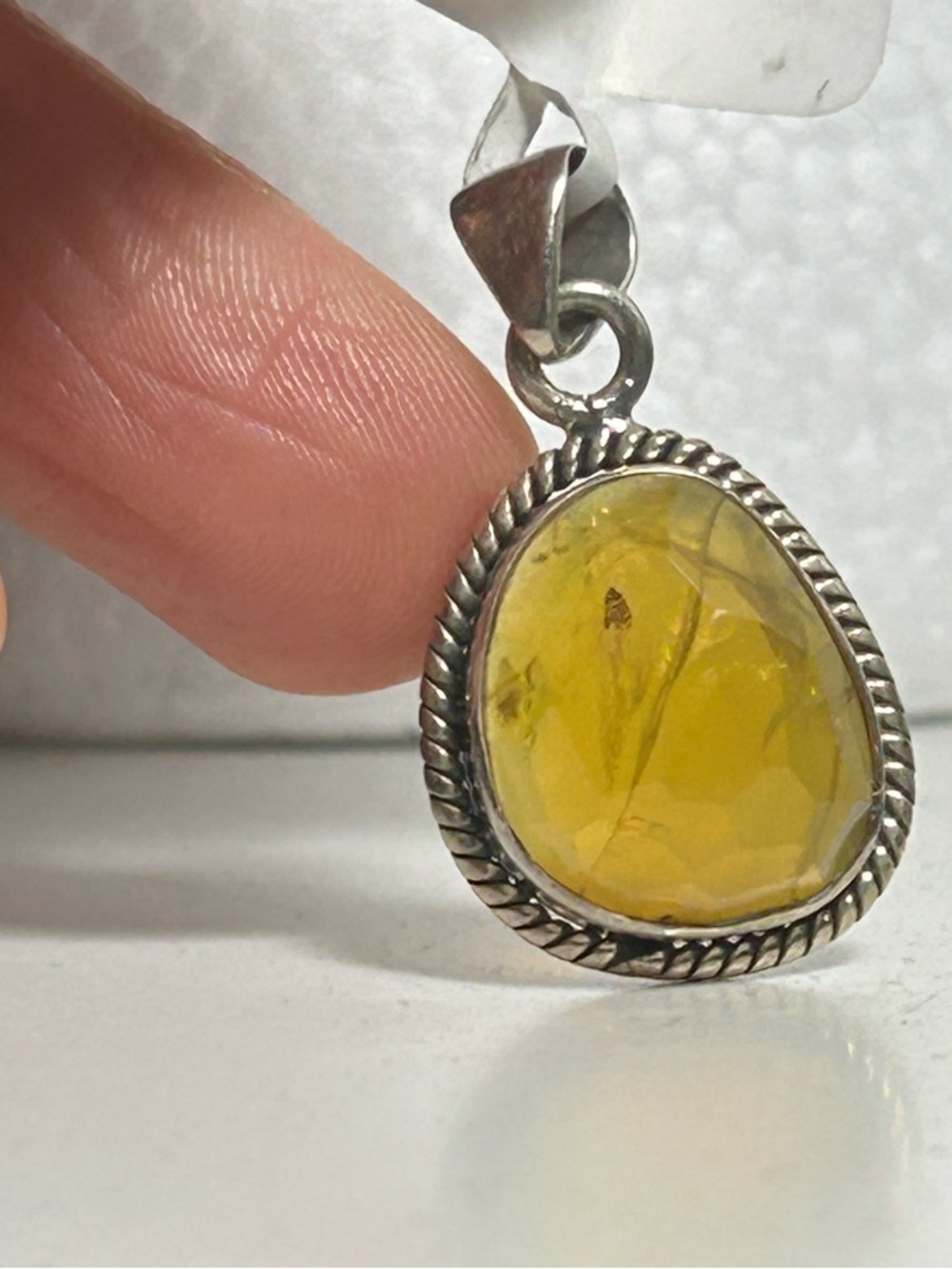 Sterling Silver genuine Yellow Opal  Pendant Necklace